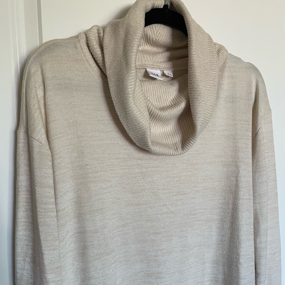 LOFT Cream Cowl Neck Sweater (Size L)